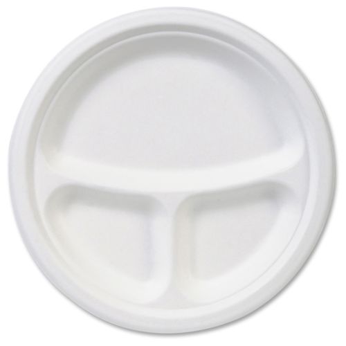 Dixie ecosmart 3-compartment plates - 9&#034; diameter plate - fiber - 500 / carton for sale