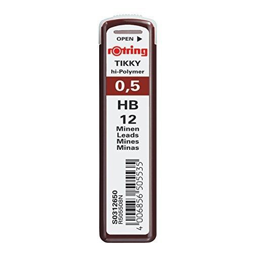 Rotring tikky mechanical pencil lead 0.5mm hb, 12 lead (r505 508 hb) for sale