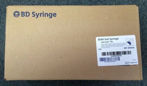 BD 5ml Syringe Leur Lok Tip, No safety, 125/box #309646, NEW