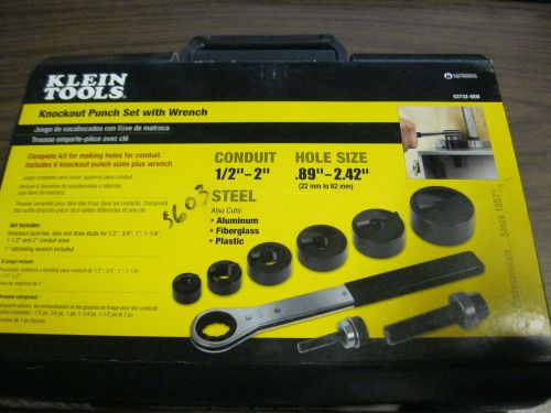 Klein Tools 53732SEN Knockout Punch with Wrench 9-Piece Set Brand New