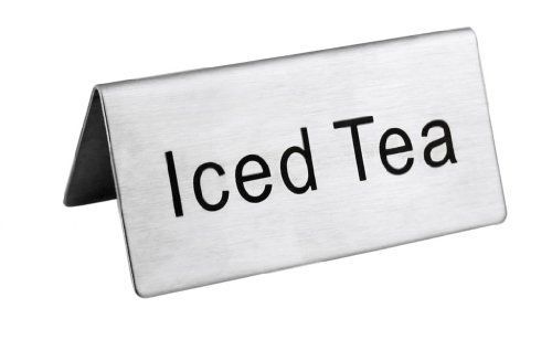 New Star Stainless Steel Table Tent Sign, &#034;Iced Tea&#034;, 3-Inch by 1-1/2-Inch, Set