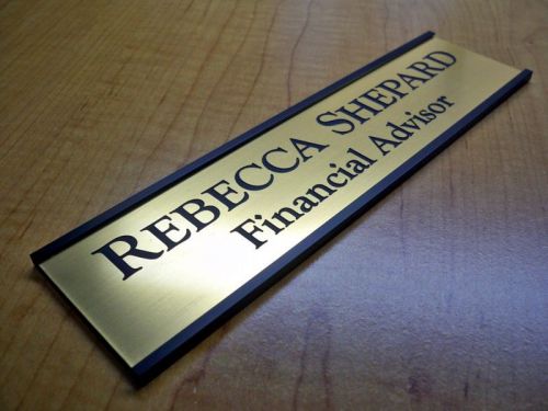 Custom engraved 2x8 door sign name plate / personalized customized brushed gold for sale