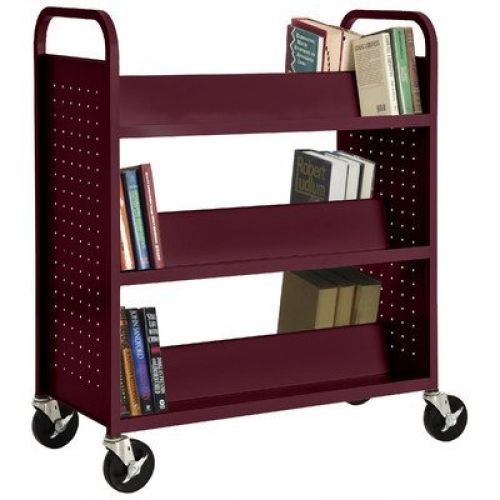 Sandusky lee sv336-03 double sided sloped shelf welded book truck, 19&#034; length, for sale