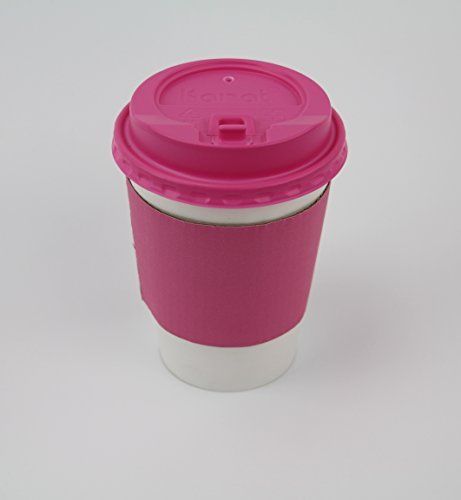 50 sets coffee cups 12 oz disposable with pink lids &amp; pink sleeves hot coffee &amp; for sale