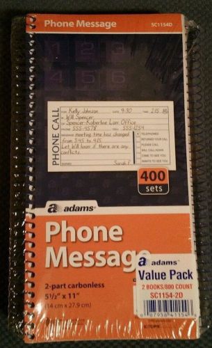 ADAMS Phone Message Book 400 Sets - 2 books = 800 ct. NEW Model SC1154-2D