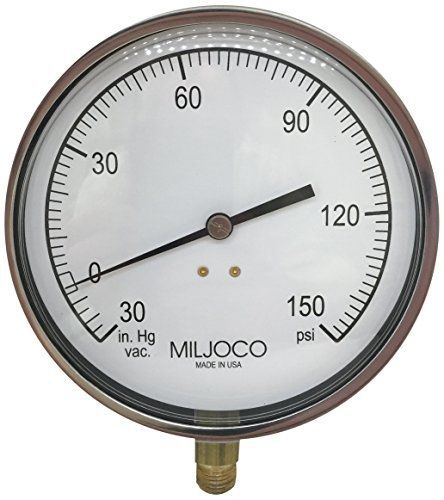 Miljoco P4598L006 Pressure Gauge, 30&#034;Hg-0-160 Psi