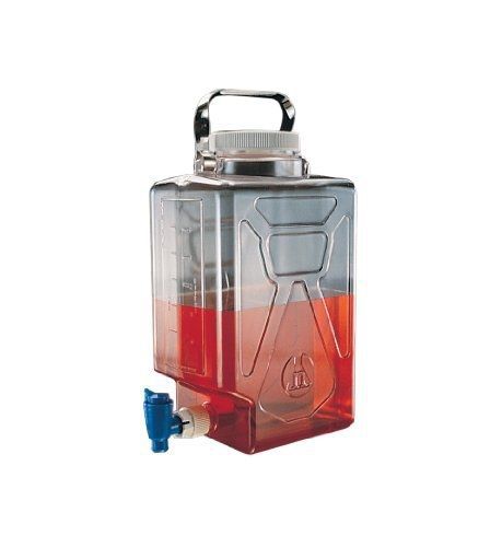 Nalgene Polycarbonate Rectangular Carboys with Spigots, 20 Liters Capacity (Pack