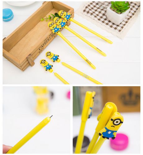 12Pcs 0.5mm Minion Cartoon Gel water-based pen Black Rollerball Ballpoint 1188