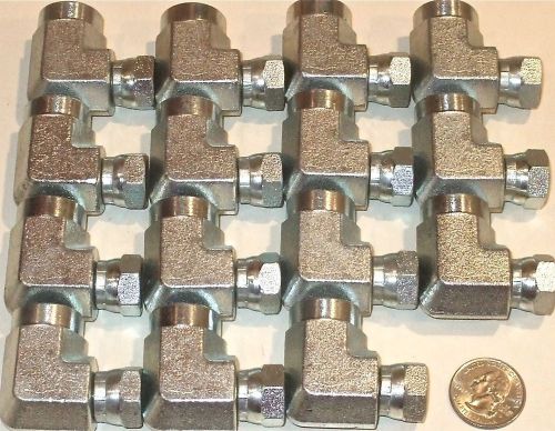 Lot of 15 Steel Hydraulic Fittings, 3/8 NPTF Fem. x 1/4 NPSM Fem. Swiv. 90 Elbow