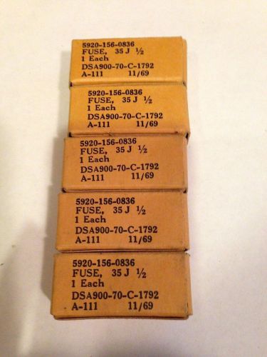 Lot of 5 Buss Grasshopper Fuses no. 35J 1/2 Amp fuses NOS in Boxes