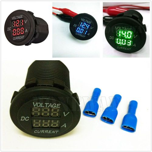 Car motorcycle digital measure voltmeter voltage with led display 12v 24v #isr for sale