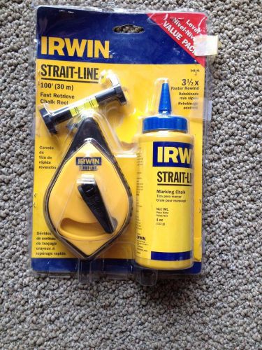 New irwin strait-line 64494lp chalk line reel w/chalk,100&#039; / 30m 4 oz + level for sale