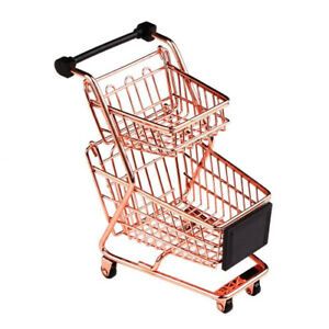 (Double-deck, Rose Gold) - wgg Mini Shopping Cart Supermarket Handcart Trolley