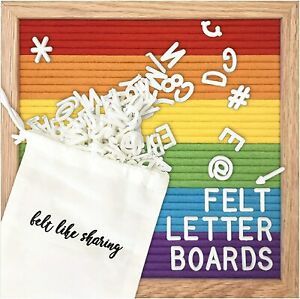 Rainbow Felt Letter Board 10x10 Inches, includes 300 White piece letters