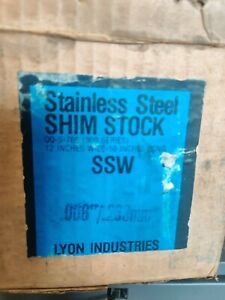 LYON Industries QQ-S-766 Stainless Steel Shim Stock .008 X 12 X 50 - NIB