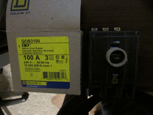 SQUARE D QOB3100 100 AMP 3 POLE BOLT-ON CIRCUIT BREAKER NEW IN BOX