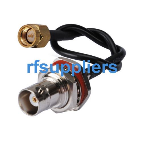 Rf pigtail bnc female jack bulkhead with nut to sma male plug jumper rg174 53cm for sale