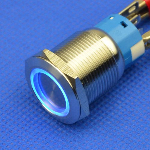 19mm 12V Blue Led 5 Pins Latching Push Button Waterproof Angel Eye car Switch