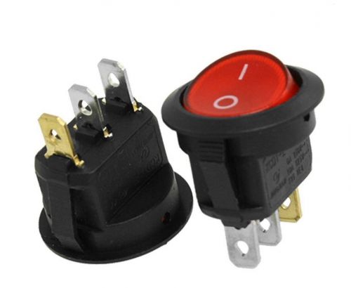 2pcs x Red Light 3 Pin ON-OFF SPST Round Boat Rocker Switch 6A/250V 10A/125V AC