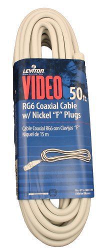 NEW Leviton C6851-50W RG6 Coax Cable  Nickel Plated  50-Feet  White