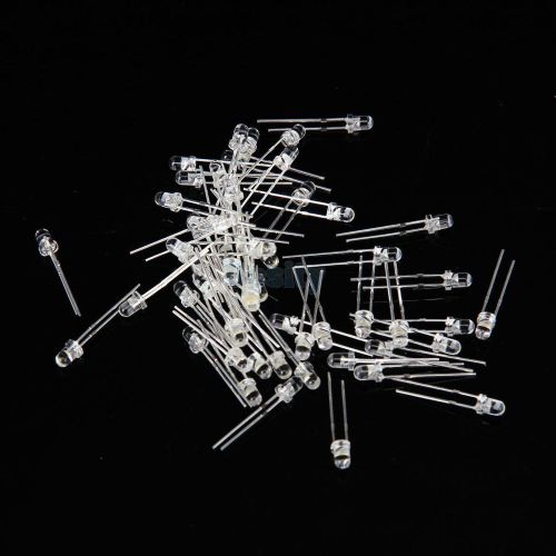 100pcs 3mm White LED Light Lamp Emitting Diode Current 20mA 2000-3000MCD