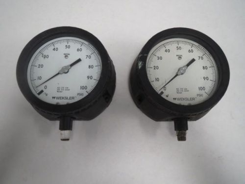 LOT 2 WEKSLER 0-100PSI PRESSURE GAUGE 1/4IN NPT 4IN FACE B201196