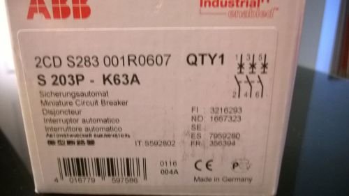 ABB Circuit Breaker S203P-K63A 3-P Pole New in box