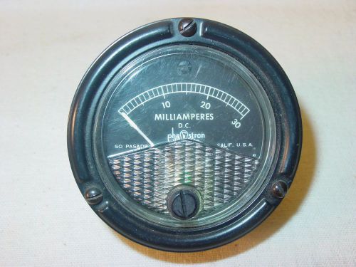 VINTAGE PHASTRON MILLIAMP AMP METER GAUGE PANEL  VOLT OHM