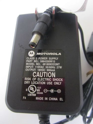 MOTOROLA RADIO CHARGER POWER SUPPLY 18VDC  900mA MODEL 48189003NT