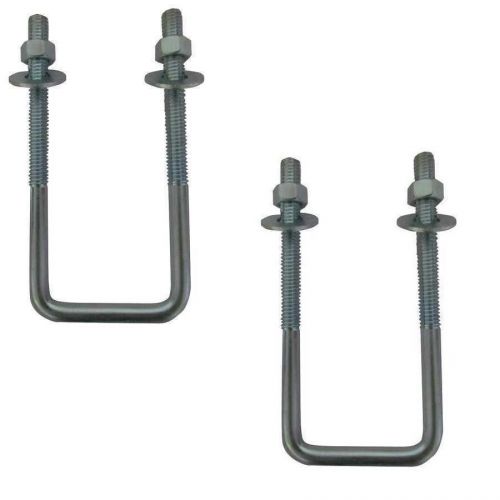 PAIR (x2) SQUARE BEND U-BOLT, 3/8-16, Zinc, 3-3/4&#034;, 6-5/8&#034; 7&#034; nuts washers