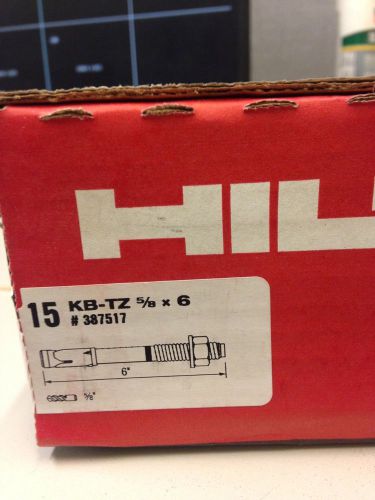 Hilti 387517 Kwik Bolt TZ Carbon Steel 5/8&#034; x 6&#034; Wedge Anchor (New 15 per Box)