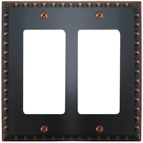 NEW Amertac 90RRVB Egg &amp; Dart Aged Bronze Cast Wall Plate  2 Rocker