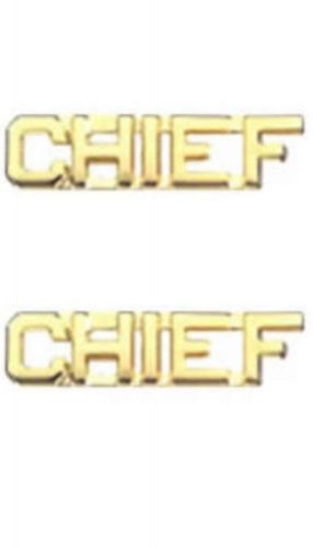 Fire Police EMS CHIEF Officer Rank GOLD LETTER Shirt Uniform Collar Pins Brass