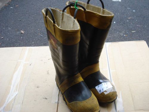 SERVUS Firefighter Turn Out Gear Rubber Bunker Boots Steel Toe 9.5 W.......R132