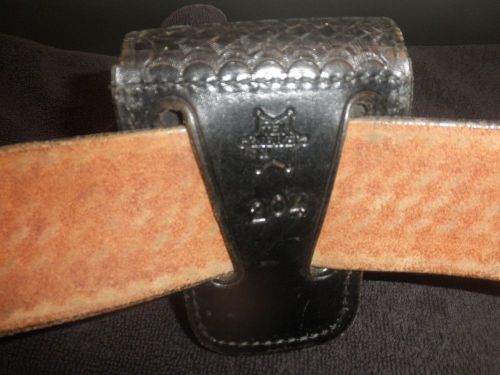 BLACK BASKETWEAVE LEATHER POLICE DUTY BELT W/O CLASP SZ 34