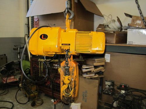 Harrington 2 ton chain hoist 14 ft/min 10ft lift 460v 3 phase for sale