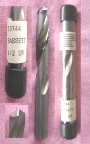 1 SOLID CARBIDE 1/2&#034; 2 FLUTE PRECISION TWIST DRILL 4-3/4&#034; Long Bassett Tool NIP