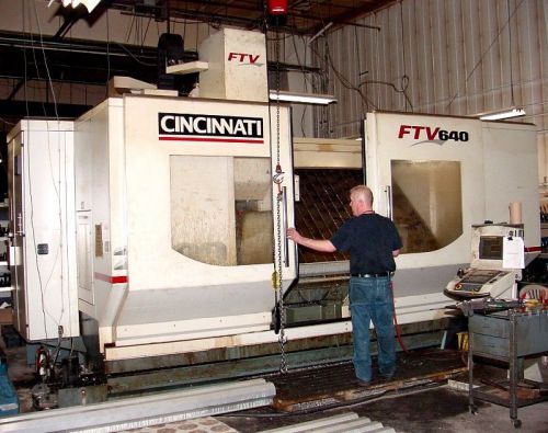 2004 cincinnati 100&#034; &#034;x&#034; axis ftv-640-2500 cnc vmc w/fanuc 18i-mb, very low hrs for sale