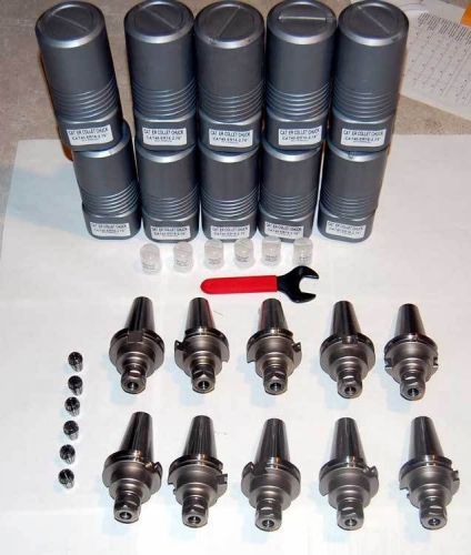 17 Pcs. BHP CAT 40 ER 16-2.75&#034; 20K Balanced CNC Collet Chucks Kit w/6 Collets