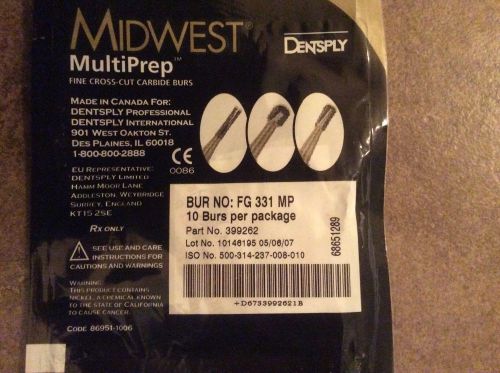 DENTSPLY / MIDWEST MULTI PREP CARBIDE BUR # 331 FG - Pack of 10 BURS