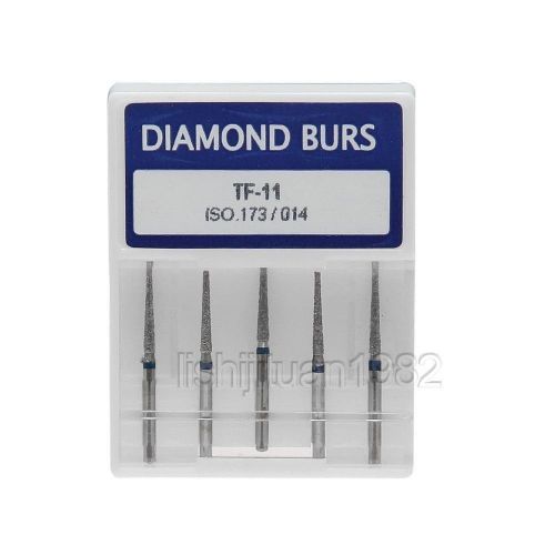 5pcs Dental Diamond Burs Taper Flat End FG 1.6mm TF-11 for High Speed Handpiece