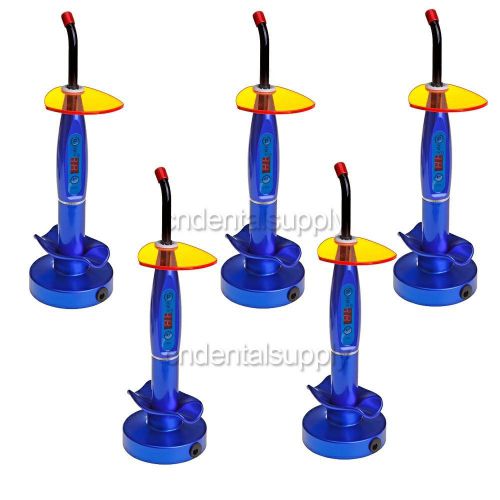 5x Dental 5W Cordless Wireless LED Curing Light Lamp Blue