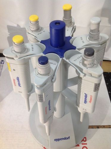 Set 6 Eppendorf Research Series Adjustable Volume Pipette Excellent set w rack 3