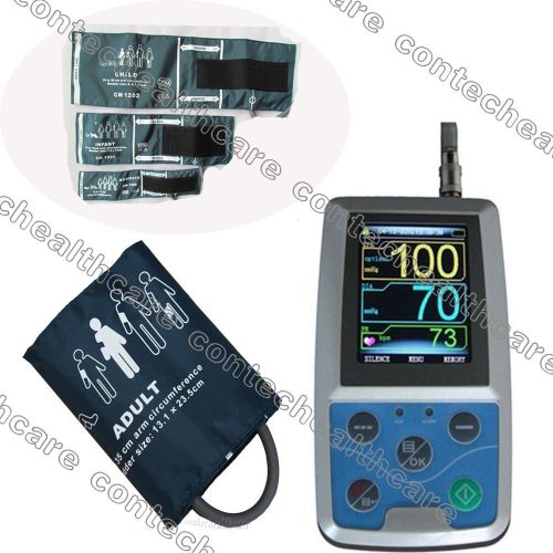 24hrs ambulatory blood pressure monitor,measure nibp+pr,sw,abpm+free three cuffs for sale