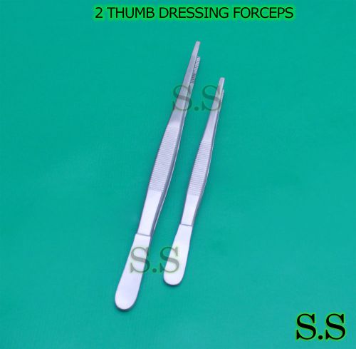 2 PCS THUMB LAB TWEEZERS DRESSING DISSECTION FORCEPS 4.5&#034; + 6&#034; SERRATED ECONOMY