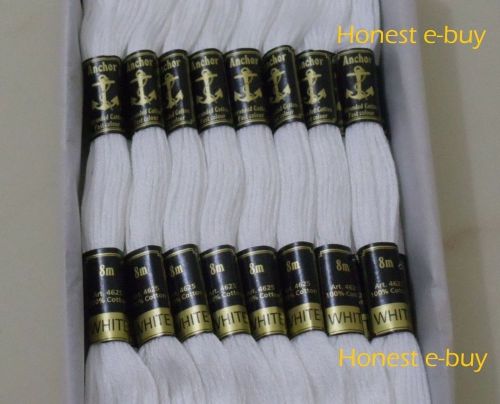 24 white anchor cross stitch cotton embroidery thread floss / skeins for sale