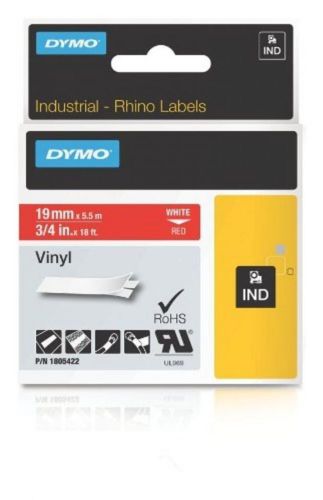Dymo rhino 3/4 red vinyl 19mm - 1805422 industrial labeling tape new for sale
