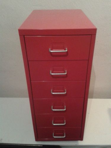 RED IKEA HELMER SIX DRAWER WHEELED FILING CABINET 11&#034; X 16&#034; X 26&#034;