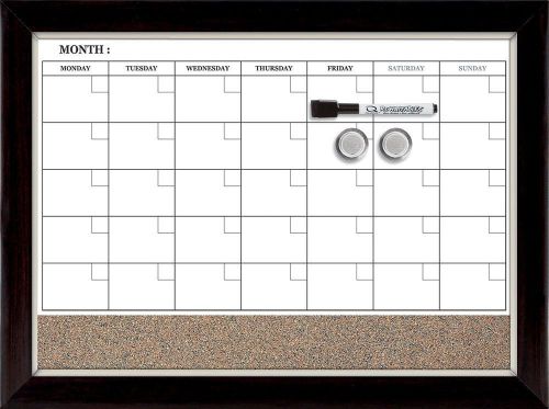 NEW HUGE QUARTET MAGNETIC DRY ERASE MONTHLY CALENDAR TACKABLE CORKBOARD 17 X 23