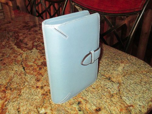 Full grain leather pocket day planner - blue w/cc slots and zippered pocket for sale